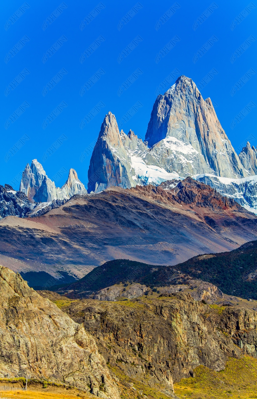 菲茨罗伊峰或chaltel峰阿根廷和智利边境地区的一座山峰风景如画的