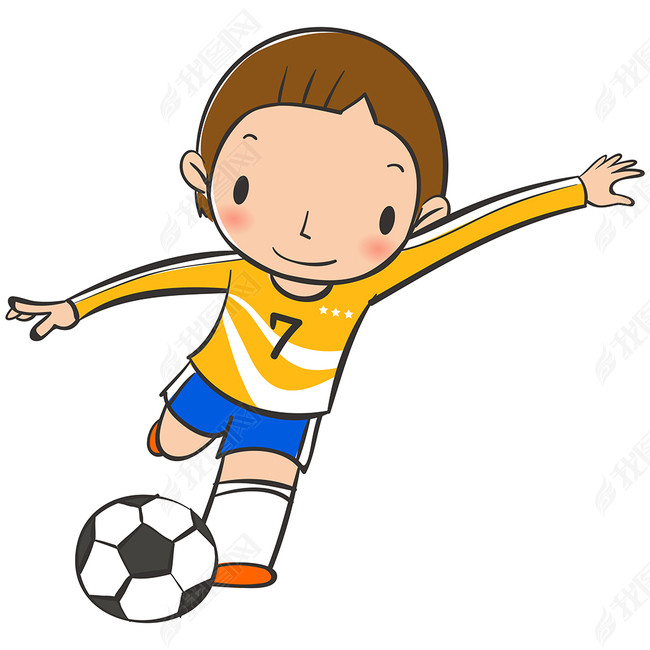 可爱卡通小孩踢足球图片下载psd素材-装饰图案