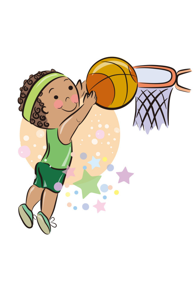 卡通快乐儿童投篮打篮球(图片编号:15756814