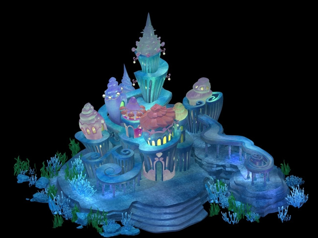 卡通海底城堡海底宫殿海底城堡3D模型(图片编