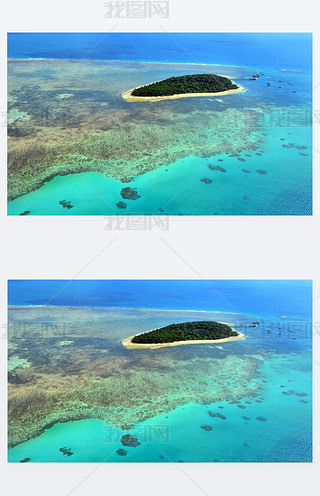 Aerial view of Green Island reef at the Great Barrier Reef Queen