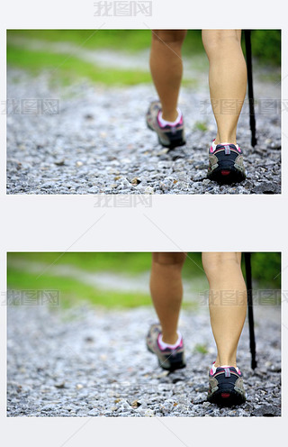 vandring kvinna p? skogen