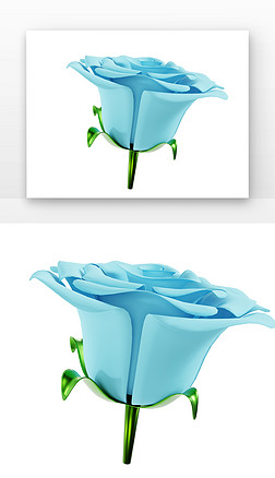 3D玫瑰花藍色玫瑰花花朵