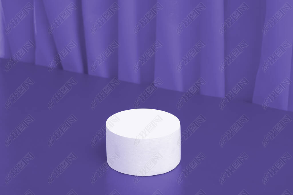 Podiums or pedestal Mock-up for cosmetic production on a very peri background with folds of fabric.