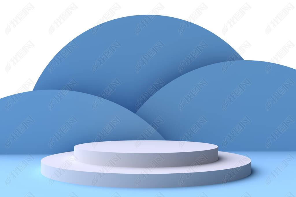 Round color pedestal or podium. Colorful minimal concept design. Abstract modern art illustration fo