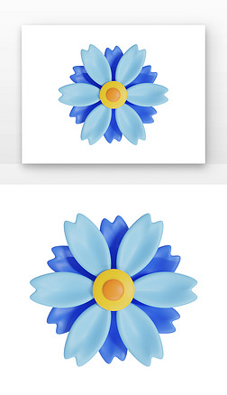 花3D立體藍色花朵