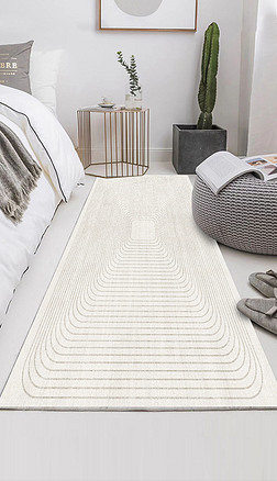 日式輕奢侘寂風床邊客廳現代簡約幾何地毯地墊