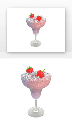 C4D草莓夏日冷飲3d渲染元素