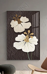 北歐輕奢植物花卉復古肌理畫客廳裝飾畫