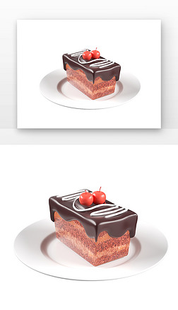 C4D美食方形蛋糕甜品3d元素