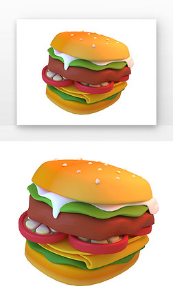 3D美食西餐美食漢堡包