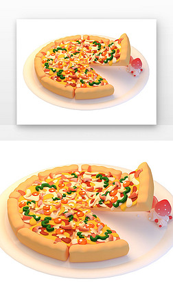 3D美食西餐美食披薩食物