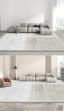 現代灰色簡約輕奢幾何線條玄關客廳地毯地墊