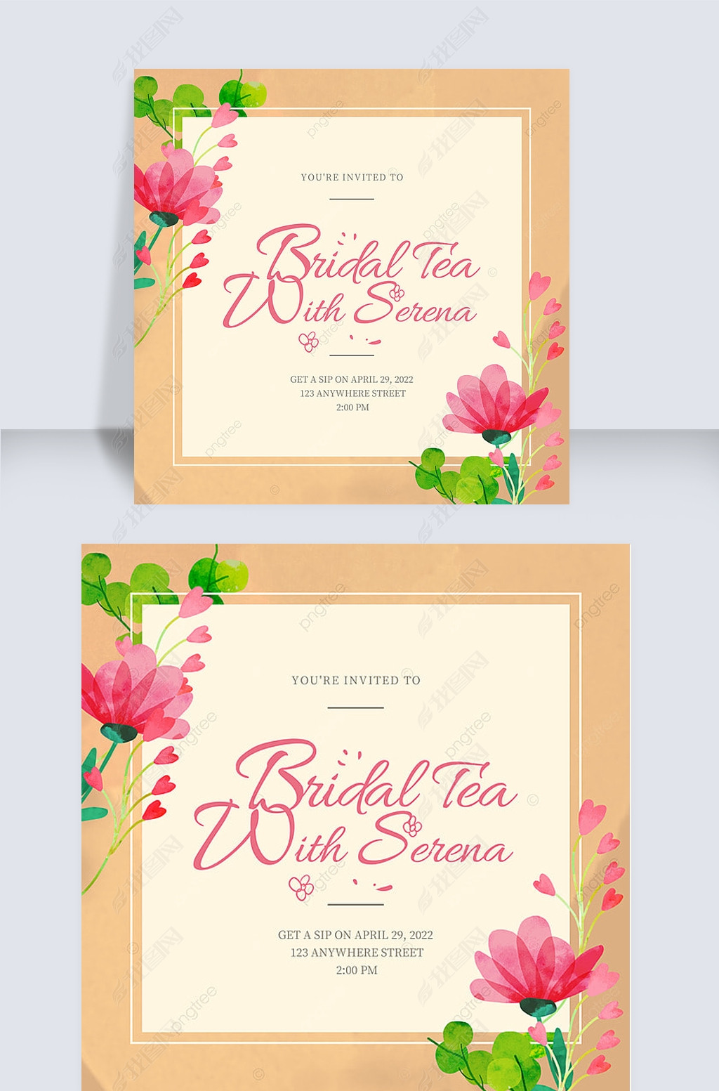 pink flowers bridal shower invitation instagram story