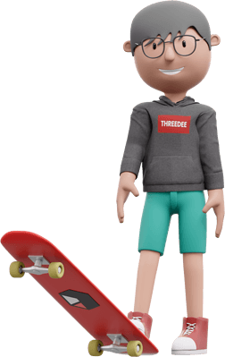 3D白人男性滑滑板形象