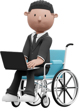 3D白人男性坐輪椅辦公形象