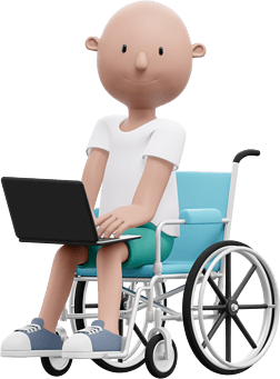 3D白人男性坐輪椅辦公形象