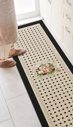 現代北歐美式輕奢簡約幾何腳墊廚房地墊地毯