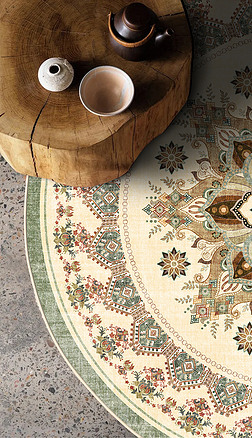 輕奢美式抽象古典波斯復古歐式地毯地墊圖案設計