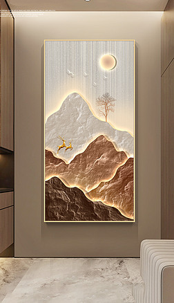 現代抽象客廳背靠金山入戶玄關掛畫7