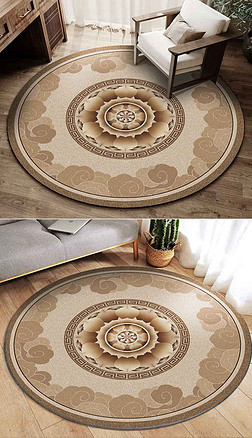 中式圖案復古圓形地毯