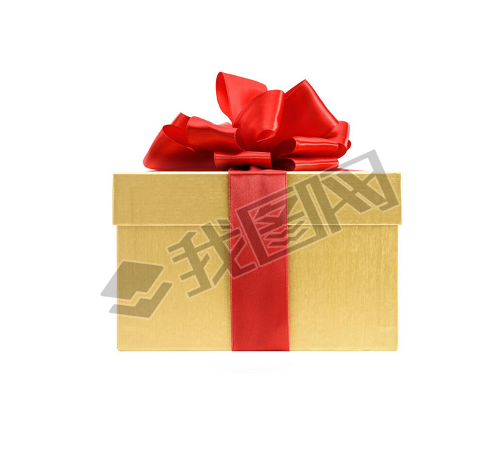 Golden gift box isolated on a white background