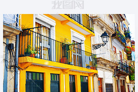 Colorful facades of old houses in Porto, Portugal. 