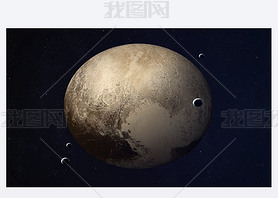 Shot of Pluto taken from open space. Collage images provided by www.nasa.gov.