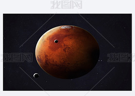 Shot of Mars taken from open space. Collage images provided by www.nasa.gov.