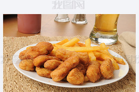 Honey battered chicken strips with beer