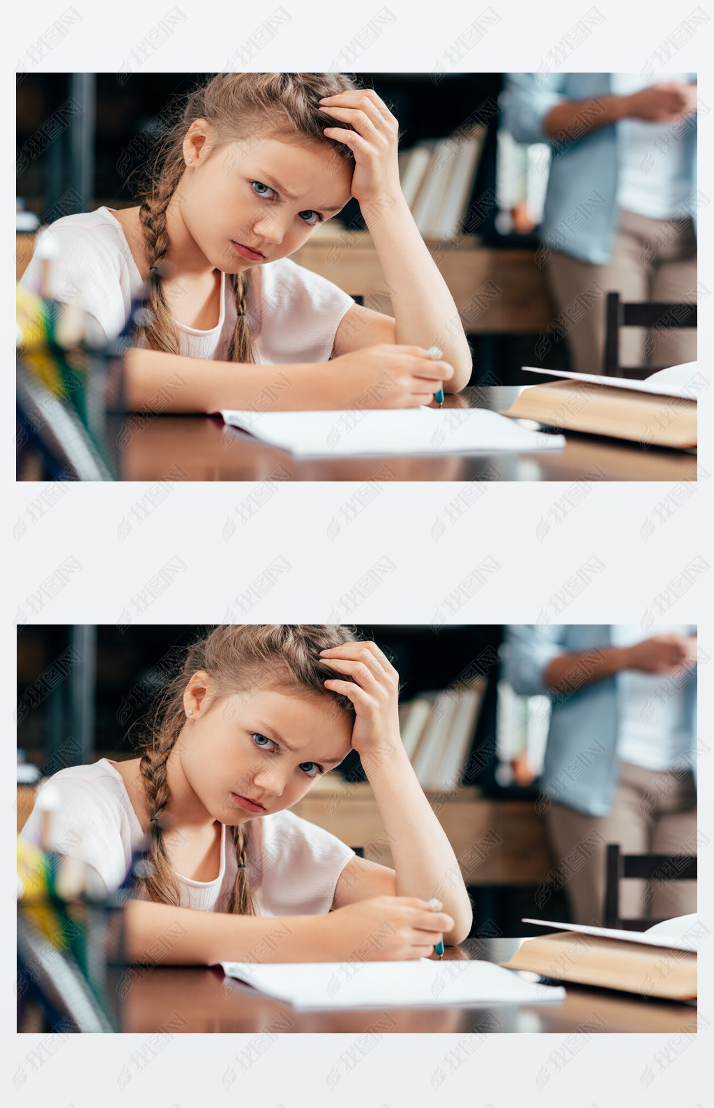 写作业的小女孩