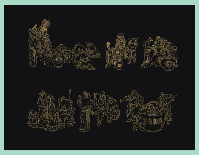 人物形象 动漫人物 > 线描古代酿酒工艺矢量图  版权图片 设计师