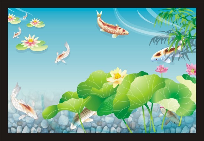 金鱼戏水无框画
