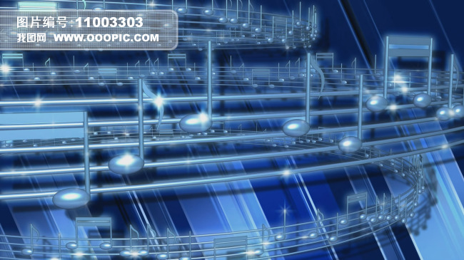 蓝色3D立体圆弧形五线谱乐谱高清视.图片设计