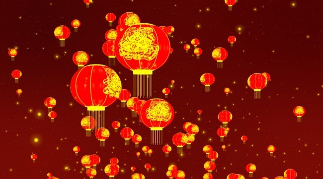 旋转灯笼上升舞台动态视频素材led背景(图片编
