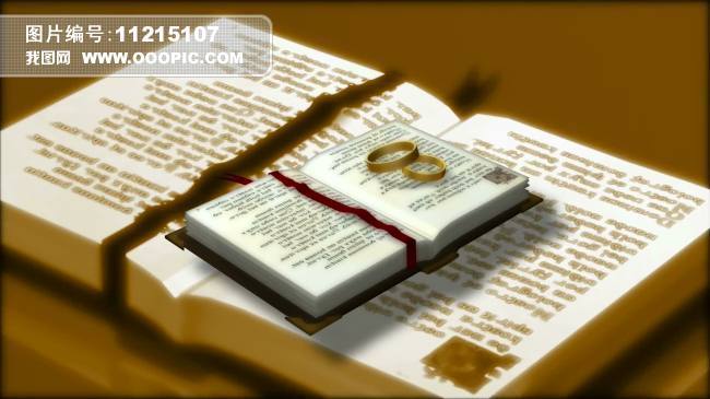 婚庆戒指圣经旋转发光超高清视频素材图片设计