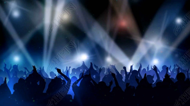 酒吧音乐厅蹦迪剪影灯光人影举手视频