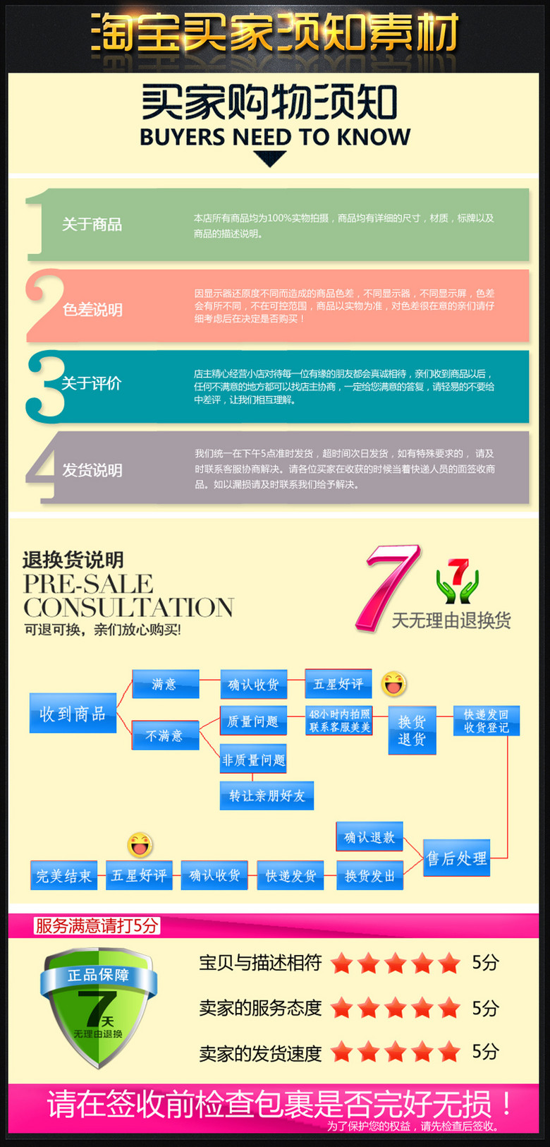 淘宝网店通用买家须知店铺装修模板下载