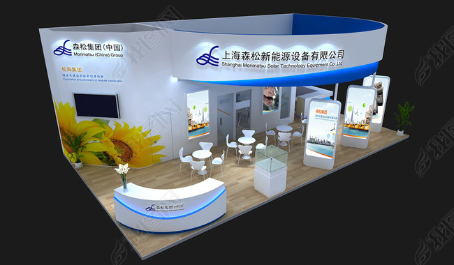 三面开口光伏展3D模型图片下载MAX素材-其他