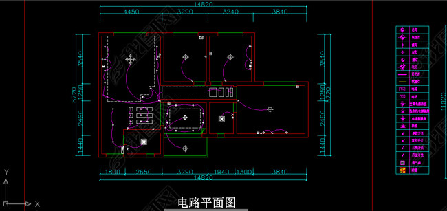 室内装修2个户型CAD平面电路图设计下载(图