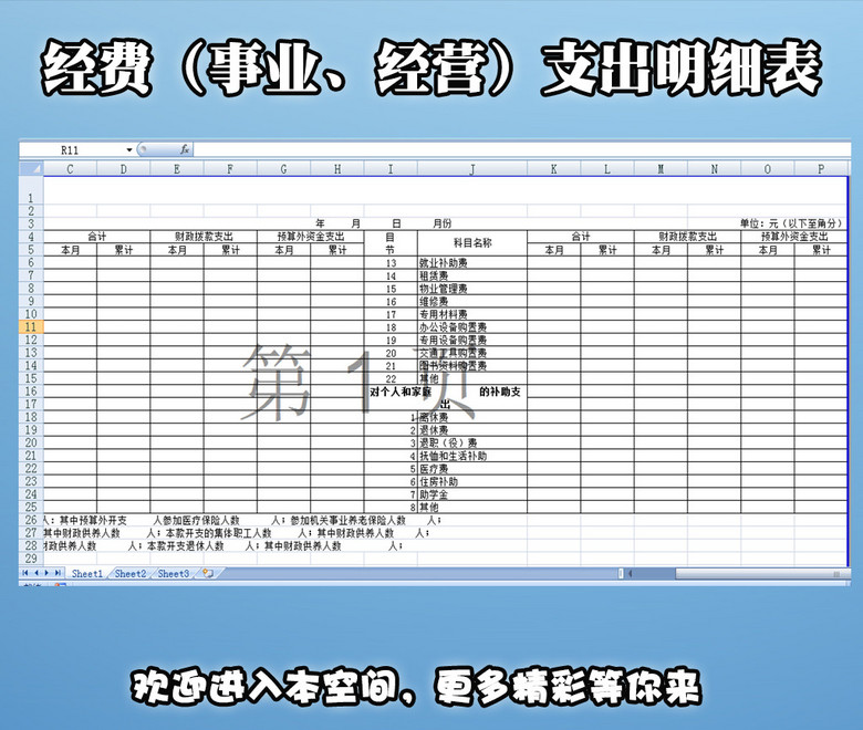 经费(事业、经营)支出明细表(图片编号:122608