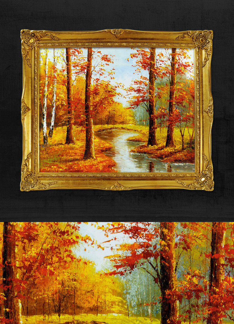背景墙|装饰画 油画 风景油画 > 欧洲名画枫叶林油画