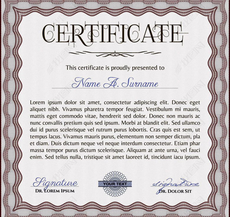 高档花边认证书模板矢量ai(图片编号:1236473