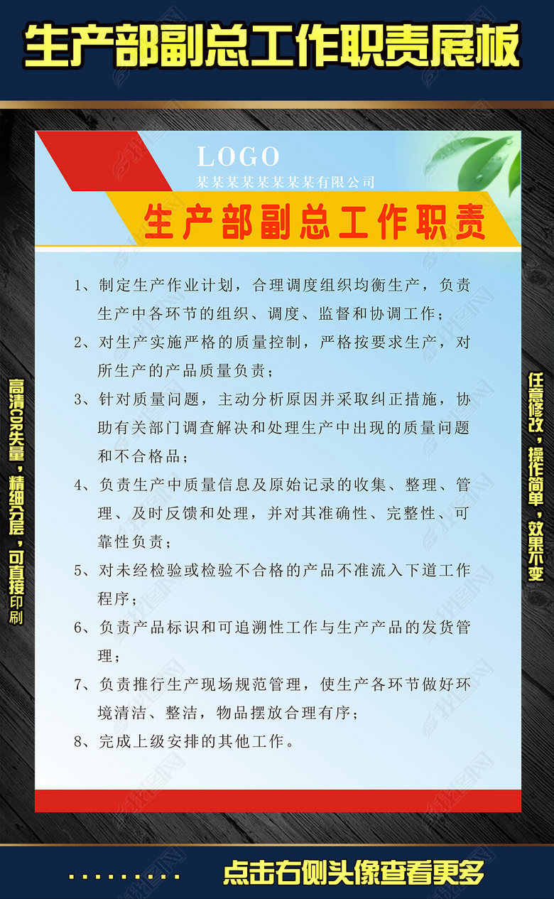 生产部副总工作职责展板(图片编号:12483878