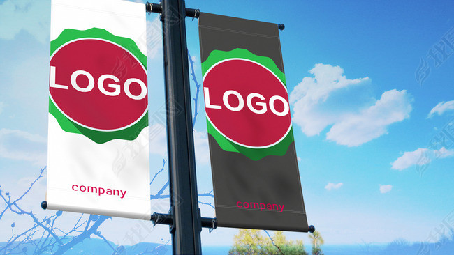 实用4款户外道旗广告牌样机图片下载psd素材