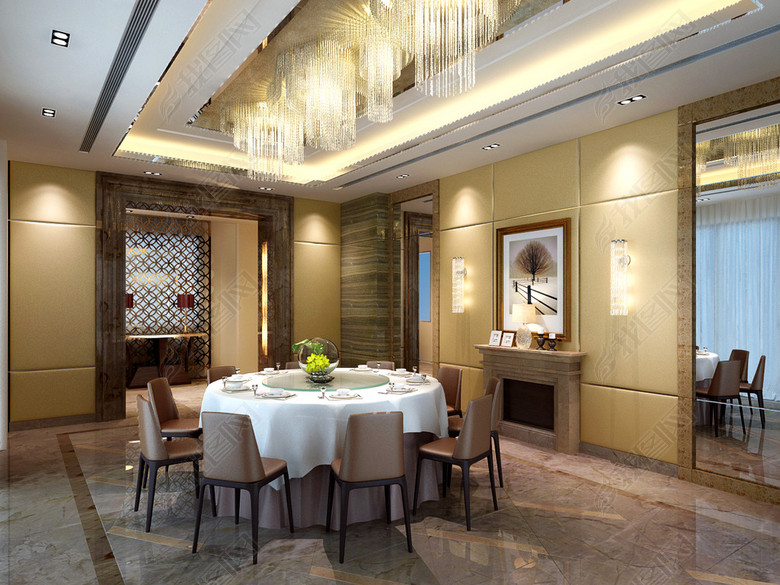 酒店包厢3D模型下载含灯光材质参数图片下载