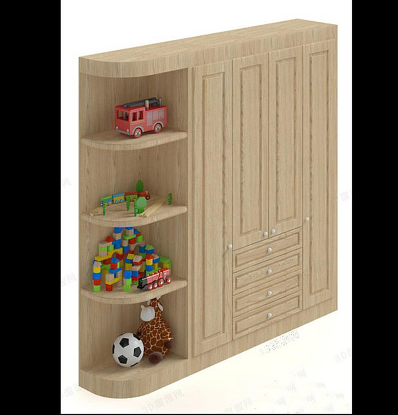 儿童衣柜橱玩具圆角柜子3Dmax模型(图片编号