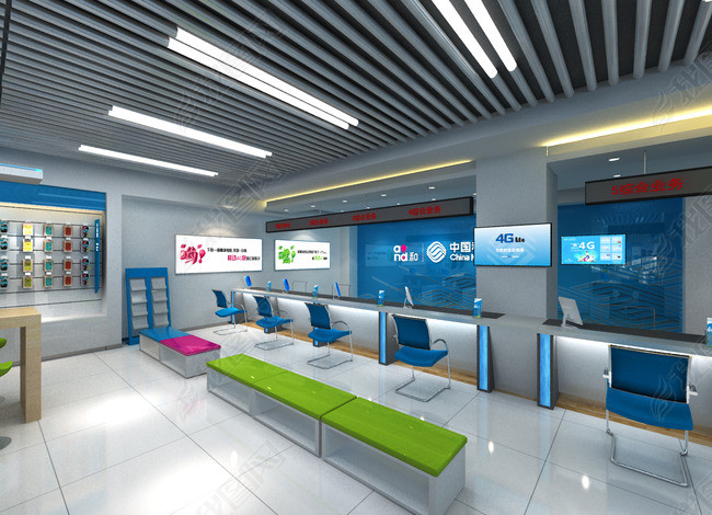 3d中国移动营业厅手机专卖店移动大厅模型图