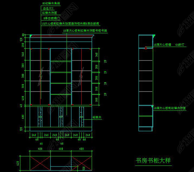 CAD柜子博古架橱柜大样施工图立面剖面图北京建筑装修设计v柜子图片