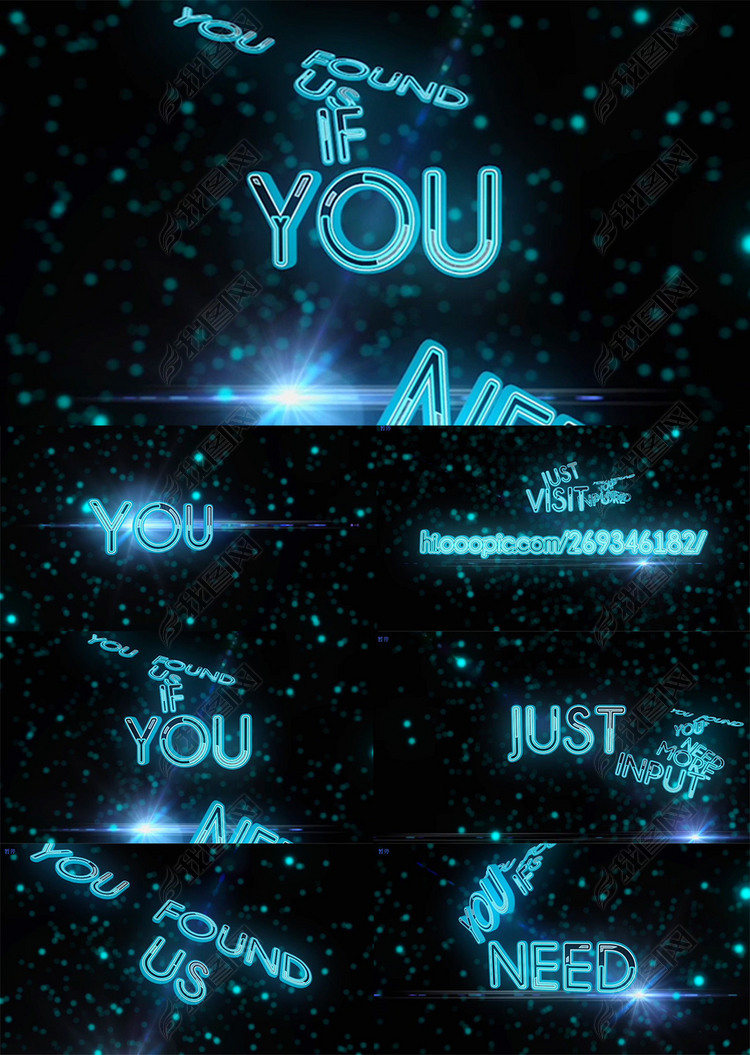 震撼空间AE发光蓝色霓虹字幕特效片头模板